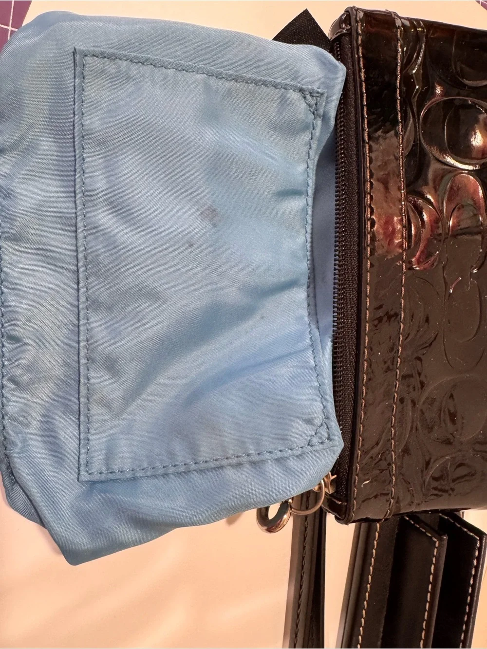 Coach Black Pleated Fabric & Patent Leather Wristlet Duo - Picture 15 of 15